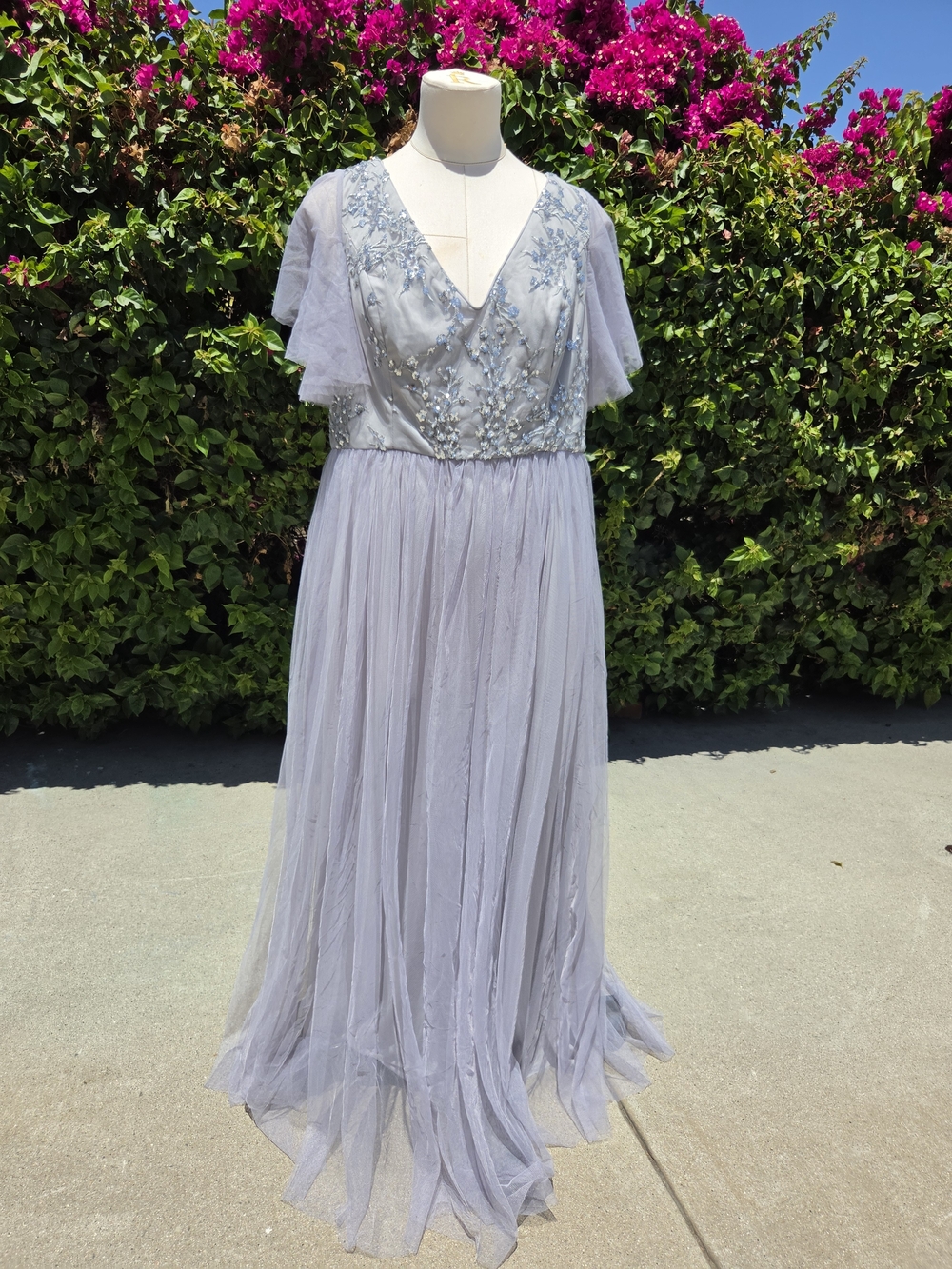 Ever Pretty Plus Size Evening Gown 5XL Sequin Tulle V-Neck Formal NWT